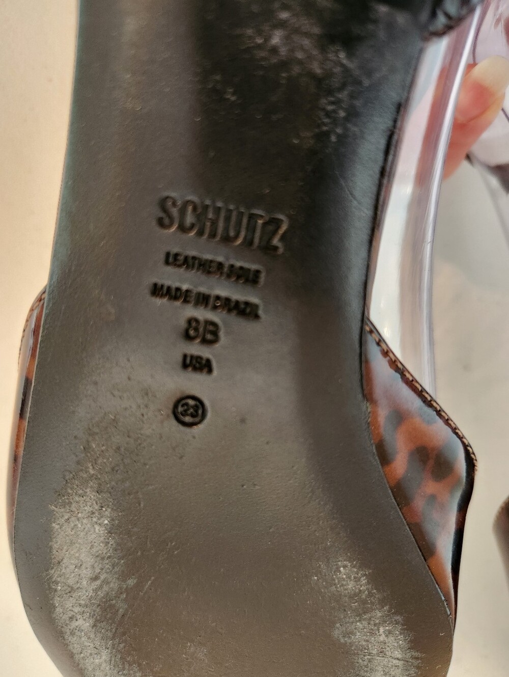 Schutz Allure Tortoiseshell Patent Leather T-Strap Flats Size 8B - Picture 10 of 10